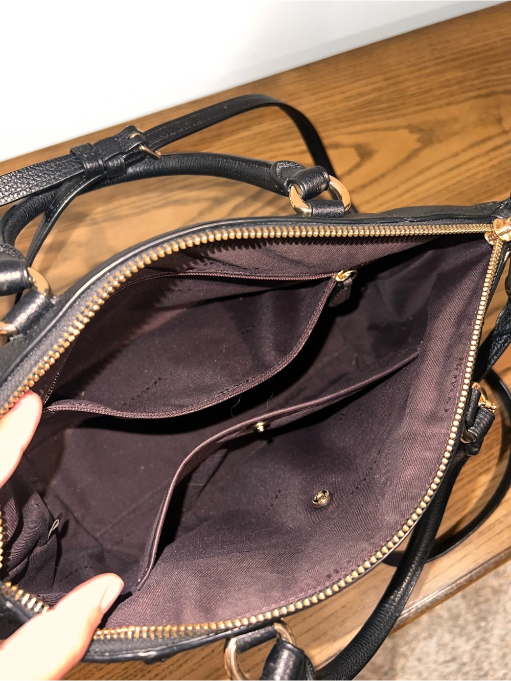 Coach Prairie Satchel Black Pebbled Leather with Gold Hardware Crossbody Bag - Picture 6 of 6